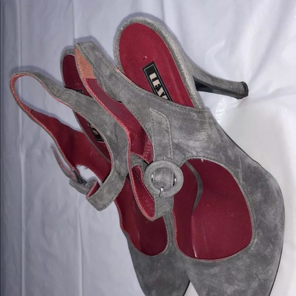 Lesilla High Heels AnkleStrap Sz7 Gray Suede - Picture 6 of 8